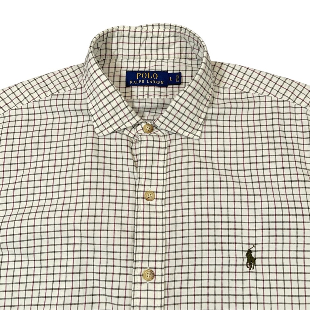 Ralph Lauren Blue Label Mens Shirt Green Size L Classic Fit Plaid Oxford
